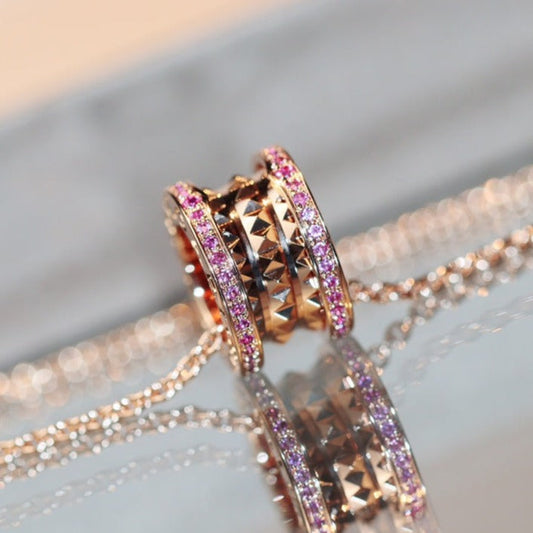 [Luxe Jewelry]ZERO 1 ROCK PINK GOLD PINK DIAMOND NECKLACE