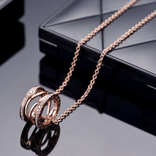 [Luxe Jewelry]ZERO 1 PINK GOLD DIAMOND OPEN NECKLACE