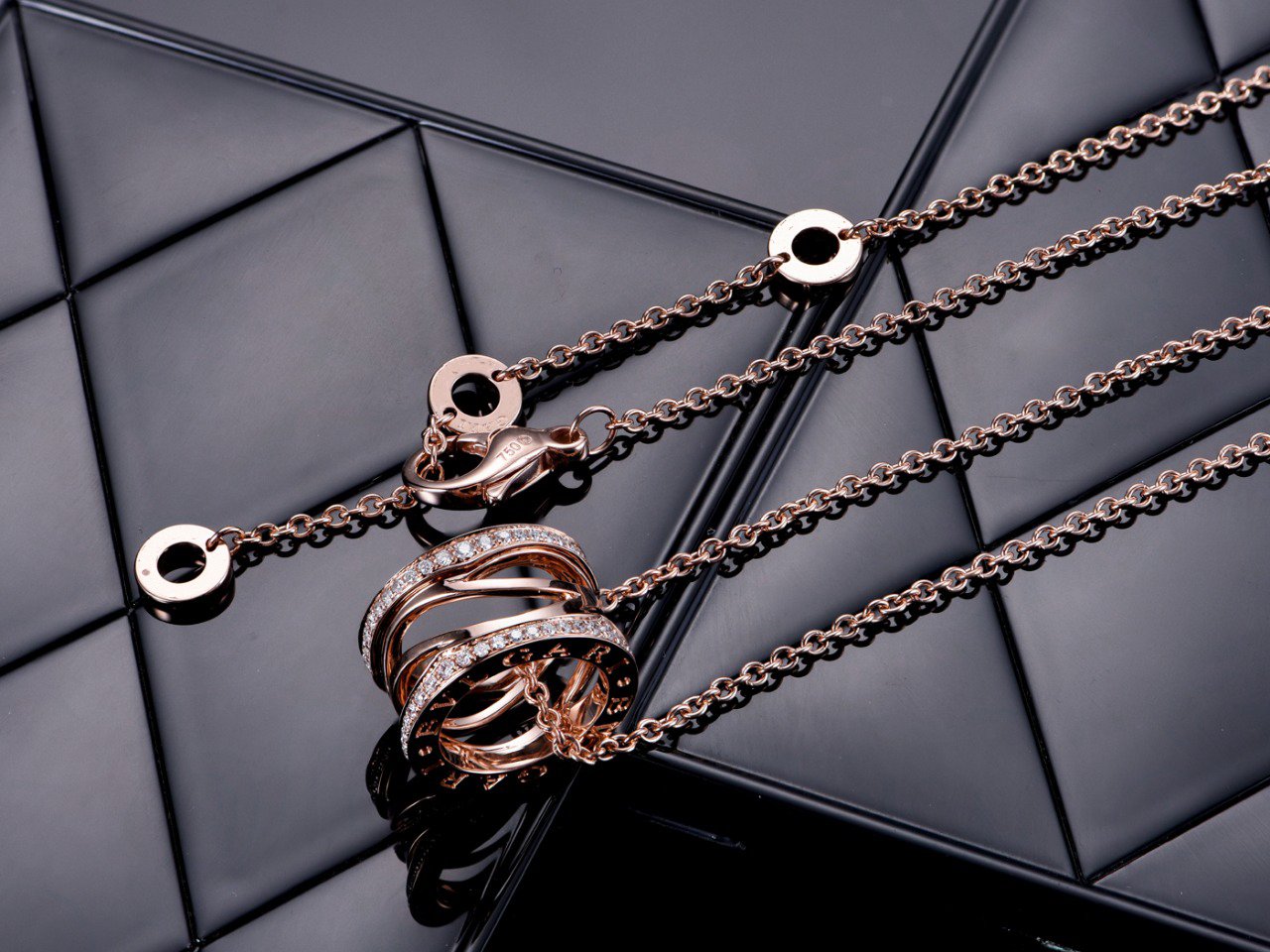 [Bijoux de luxe] Collier ouvert en or rose et diamants ZERO 1