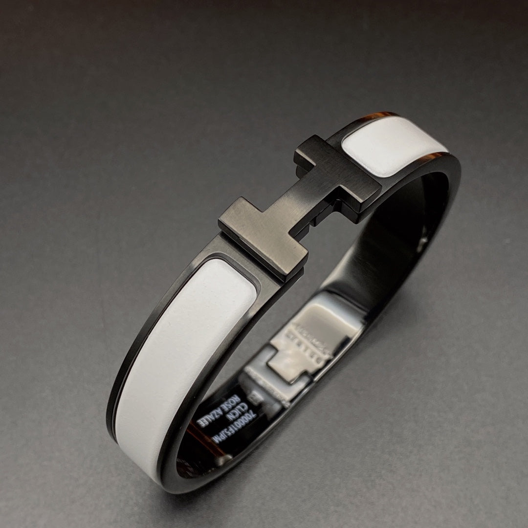 [Luxe Jewelry]H BRACELET 12MM BLACK WHITE CERAMIC