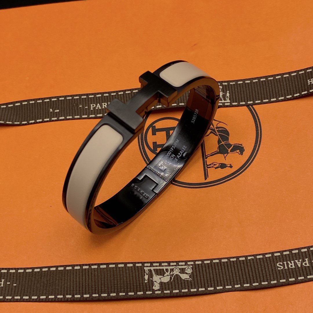 [Bijoux de luxe] Bracelet H 12 mm en céramique noire beige