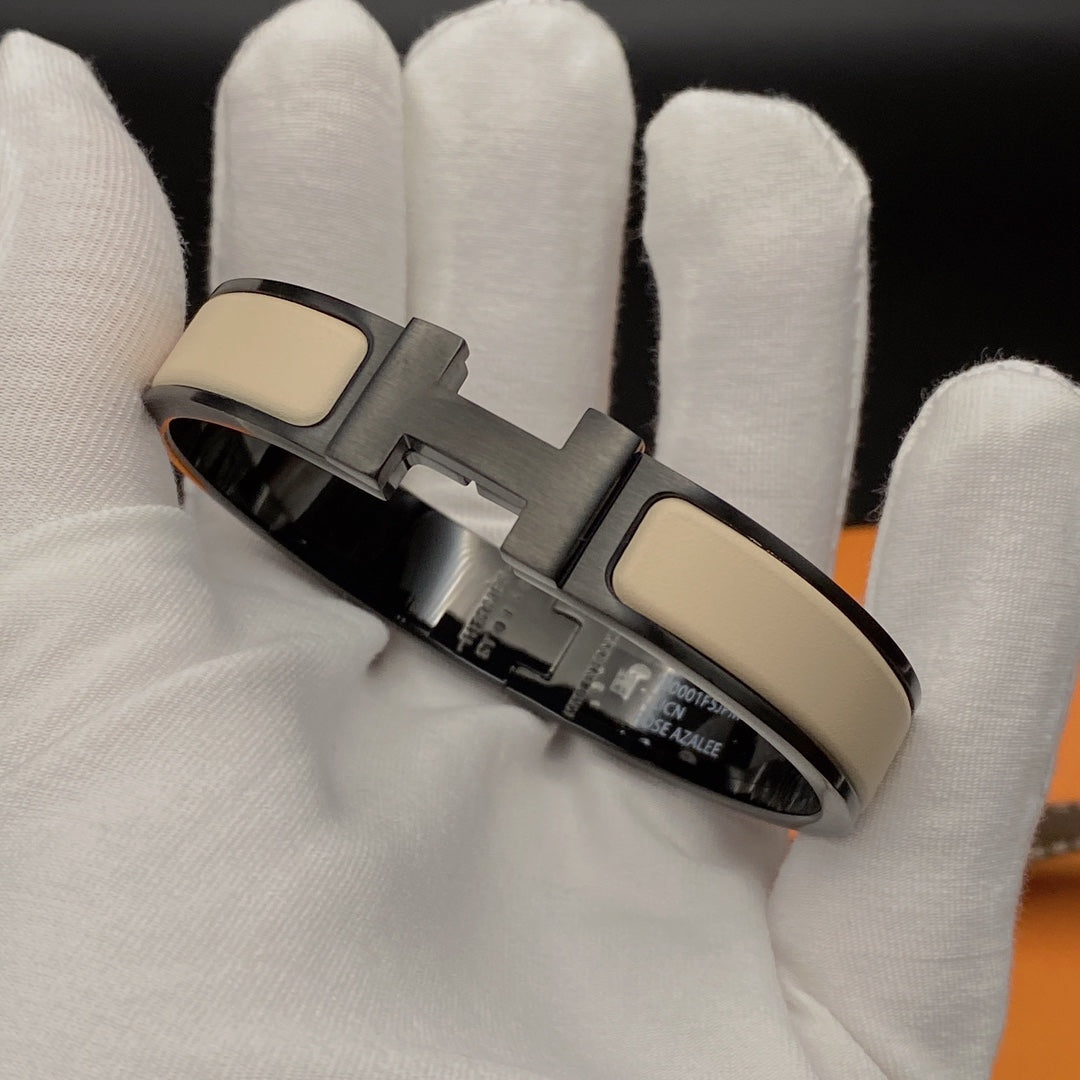 [Bijoux de luxe] Bracelet H 12 mm en céramique noire beige