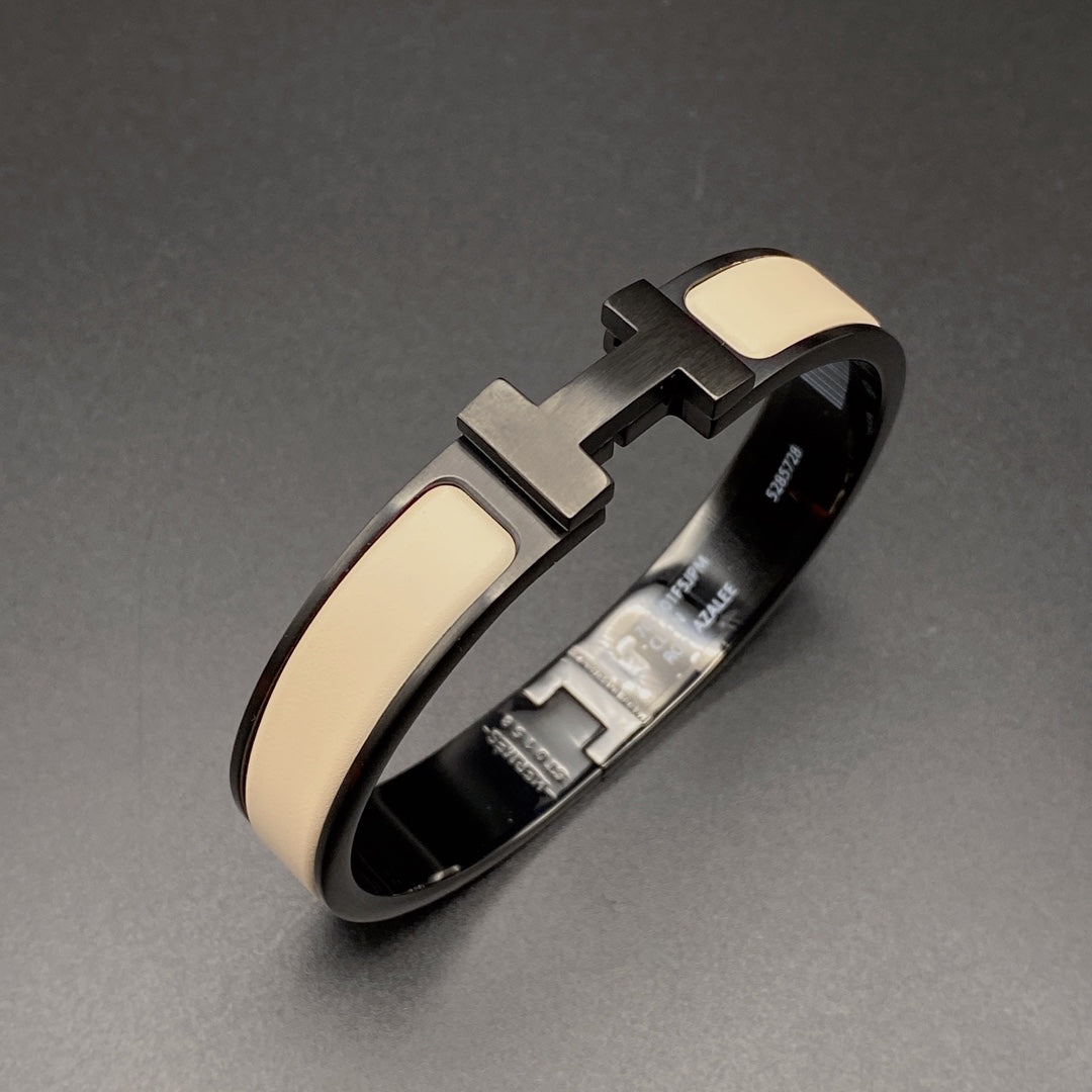 [Bijoux de luxe] Bracelet H 12 mm en céramique noire beige