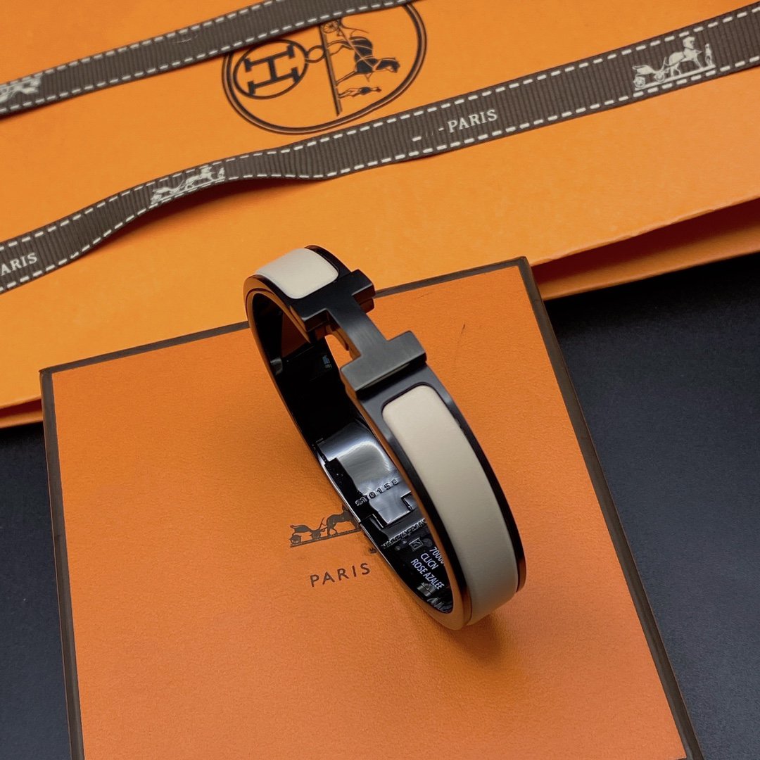 [Bijoux de luxe] Bracelet H 12 mm en céramique noire beige