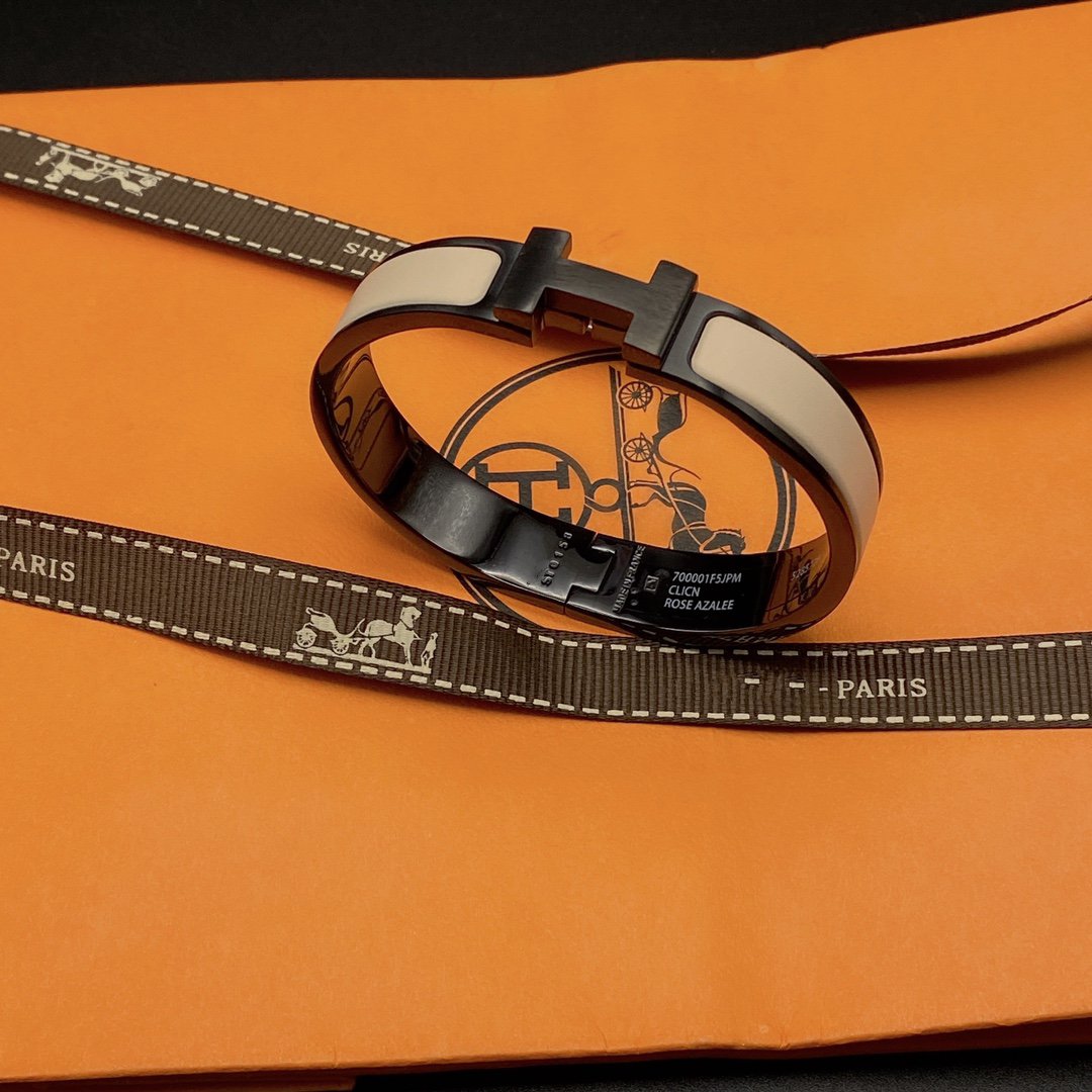 [Bijoux de luxe] Bracelet H 12 mm en céramique noire beige