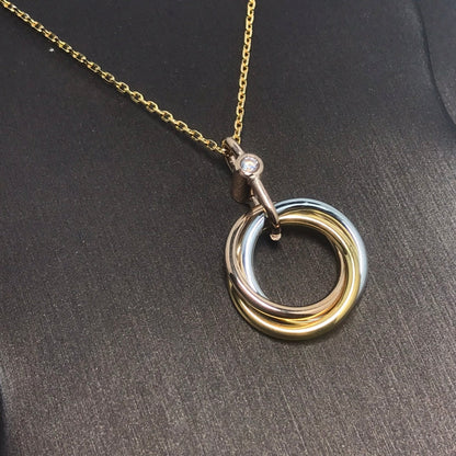 [Luxe Jewelry]TRINITY SILVER GOLD PINK GOLD NECKLACE