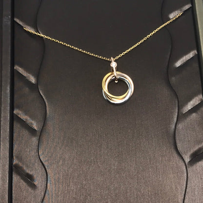 [Luxe Jewelry]TRINITY SILVER GOLD PINK GOLD NECKLACE