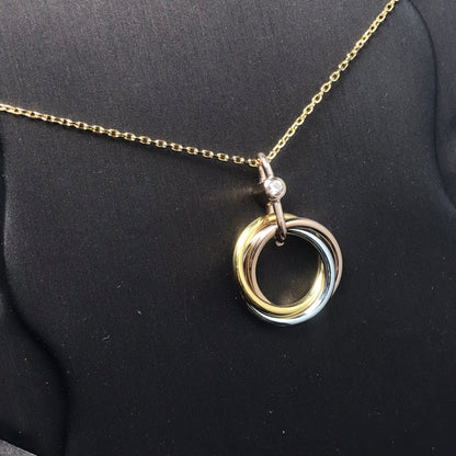 [Luxe Jewelry]TRINITY SILVER GOLD PINK GOLD NECKLACE