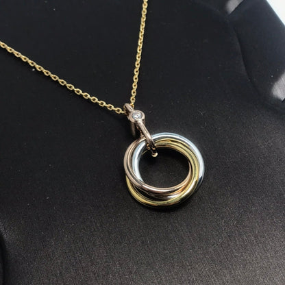 [Luxe Jewelry]TRINITY SILVER GOLD PINK GOLD NECKLACE