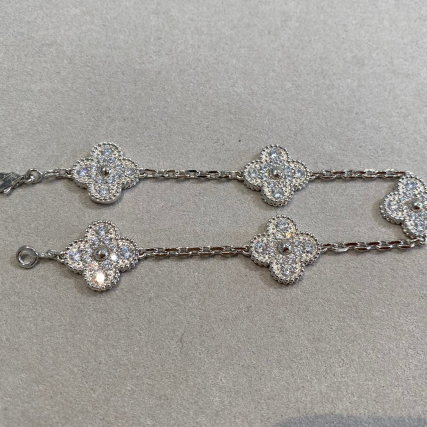 [Luxe Jewelry]CLOVER 5 MOTIFS  DIAMOND BRACELET SILVER