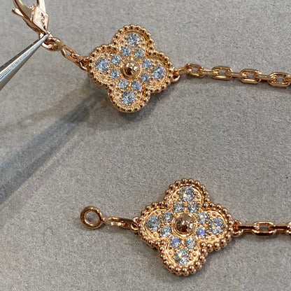 [Bijoux de luxe] BRACELET TRÉFLE 5 MOTIFS ENTIÈREMENT DIAMANT