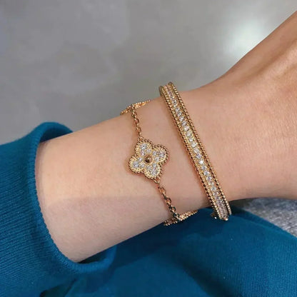 [Bijoux de luxe] BRACELET TRÉFLE 5 MOTIFS ENTIÈREMENT DIAMANT
