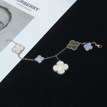 [Luxe Jewelry]CLOVER BRACELET 5 MOTIFS MOP CHALCEDONY SILVER