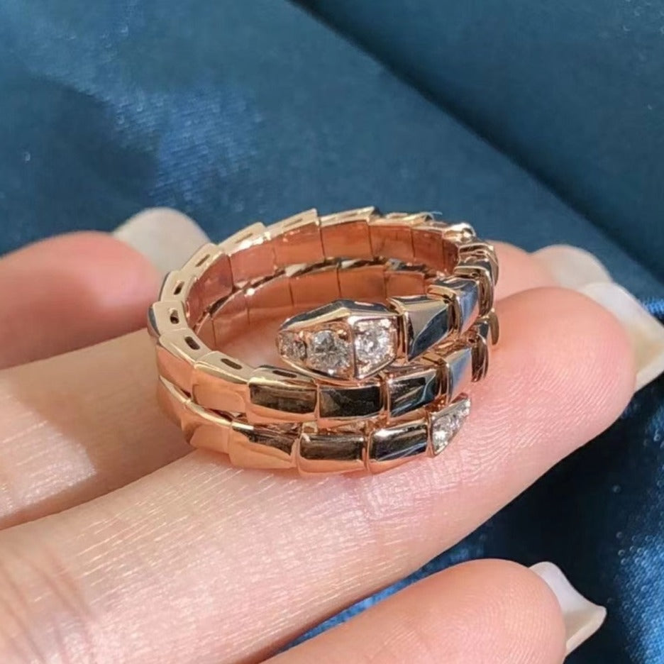 [Bijoux de luxe] BAGUE SERPENTS DOUBLE RANGÉE DE DIAMANTS