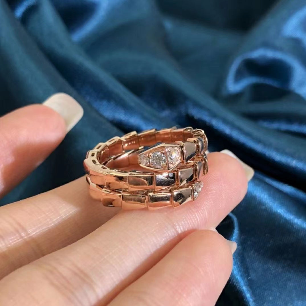 [Bijoux de luxe] BAGUE SERPENTS DOUBLE RANGÉE DE DIAMANTS