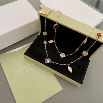 [Luxe Jewelry]LUCKY SPRING 15 MOTIFS ROSE GOLD NECKLACE