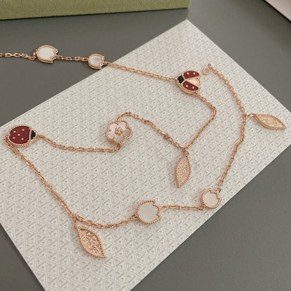 [Luxe Jewelry]LUCKY SPRING 15 MOTIFS ROSE GOLD NECKLACE