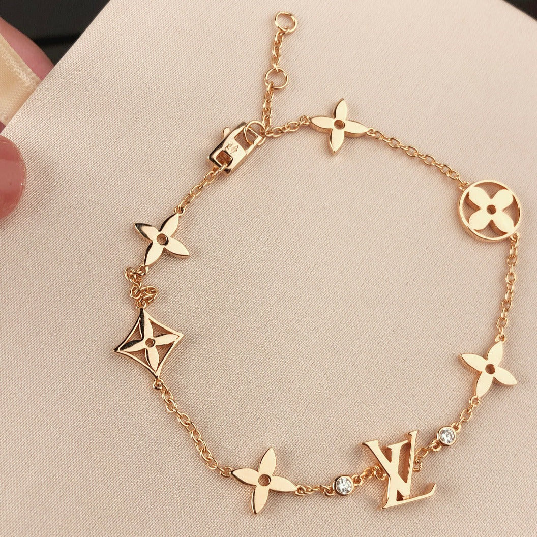 [Luxe Jewelry]STAR AND SUN 7 MOTIFS GOLD BRACELET