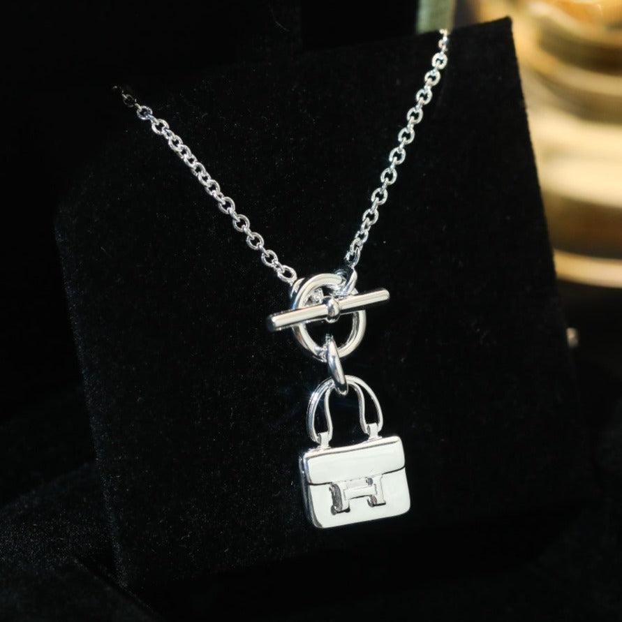 [Luxe Jewelry]POP H PEDANT SILVER NECKLACE