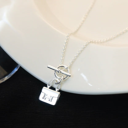 [Luxe Jewelry]POP H PEDANT SILVER NECKLACE