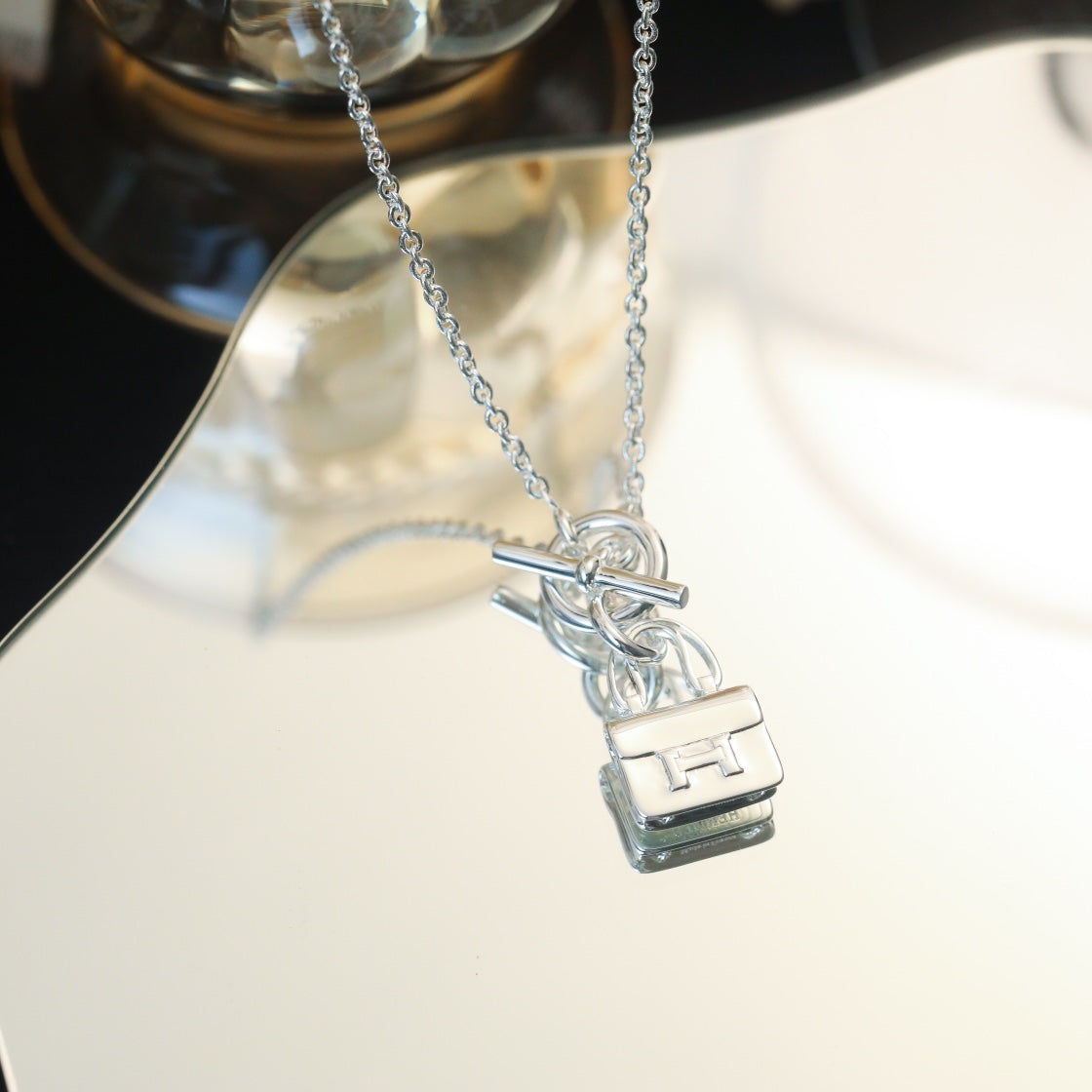 [Luxe Jewelry]POP H PEDANT SILVER NECKLACE