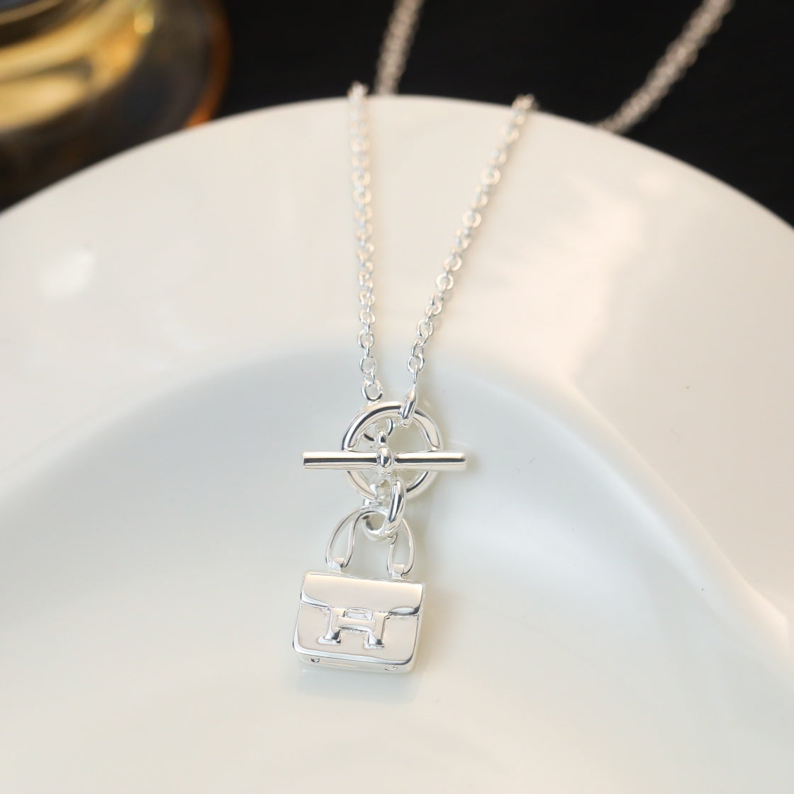 [Luxe Jewelry]POP H PEDANT SILVER NECKLACE