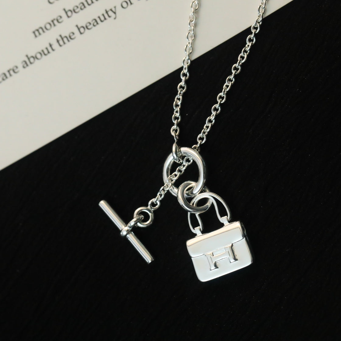 [Luxe Jewelry]POP H PEDANT SILVER NECKLACE