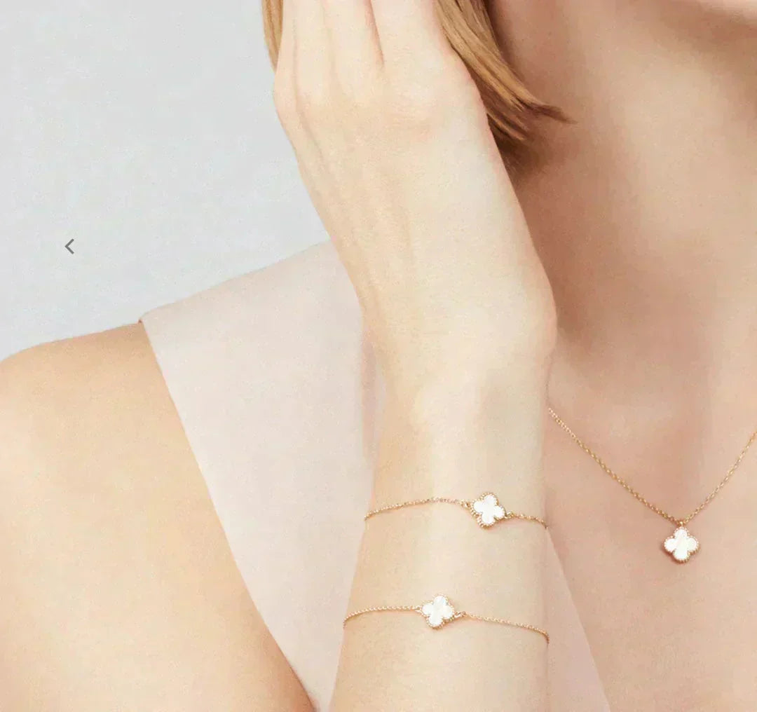[Bijoux de luxe] Collier CLOVER MINI 9,5 mm en nacre blanche