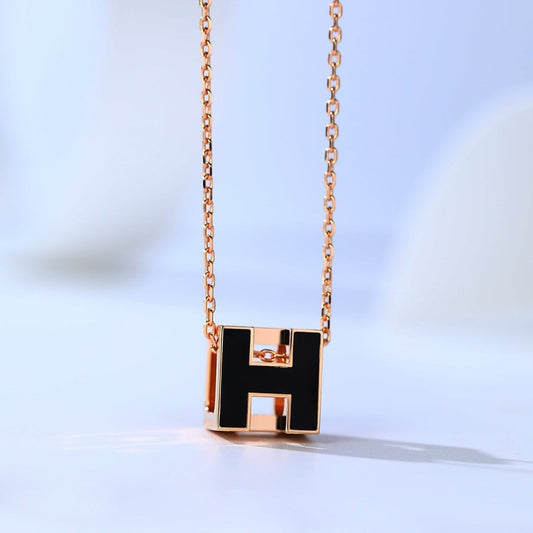 [Luxe Jewelry]H CAGE PINK GOLD NECKLACE
