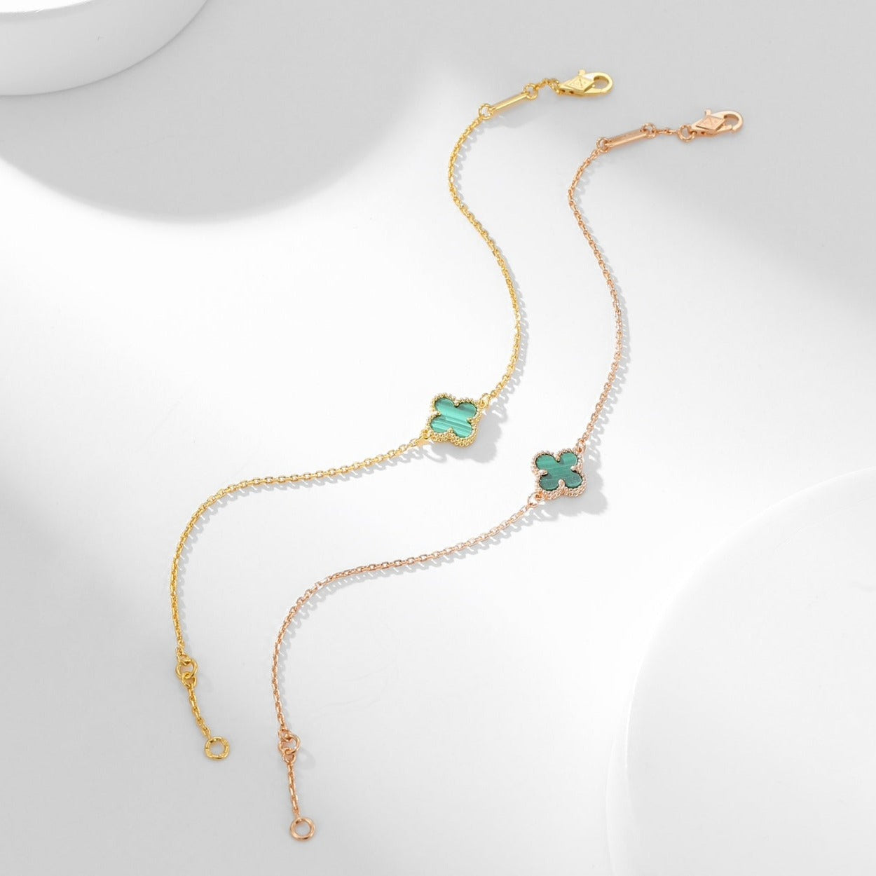 [Bijoux de luxe] Bracelet trèfle malachite 1 motif
