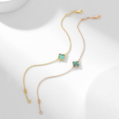 [Bijoux de luxe] Bracelet trèfle malachite 1 motif