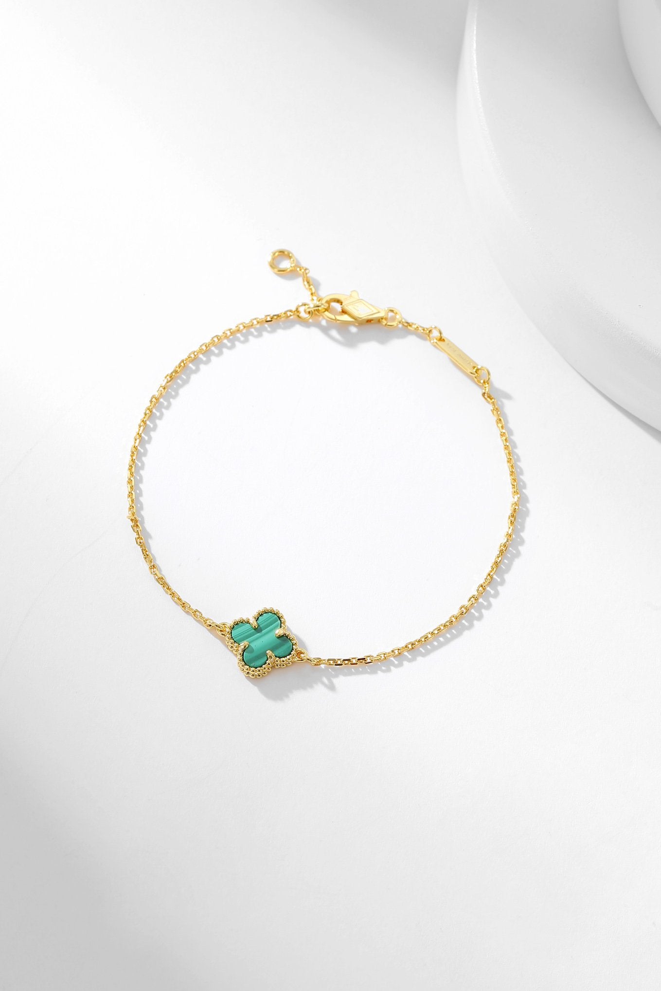 [Bijoux de luxe] Bracelet trèfle malachite 1 motif