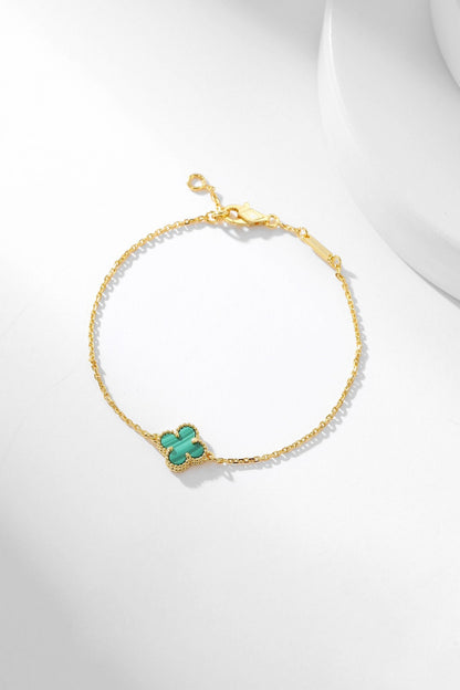 [Bijoux de luxe] Bracelet trèfle malachite 1 motif