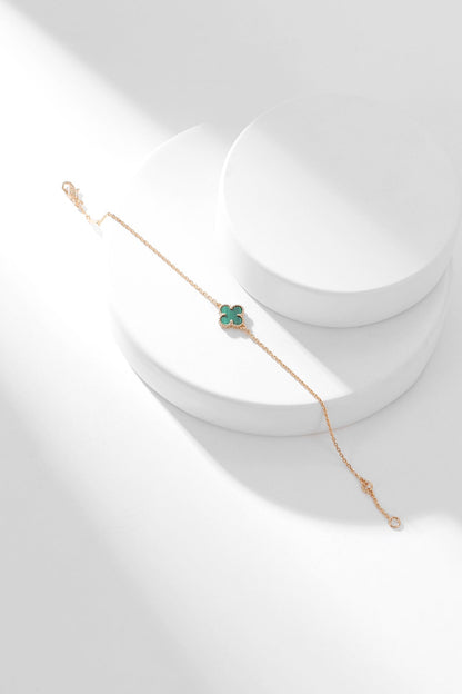 [Bijoux de luxe] Bracelet trèfle malachite 1 motif