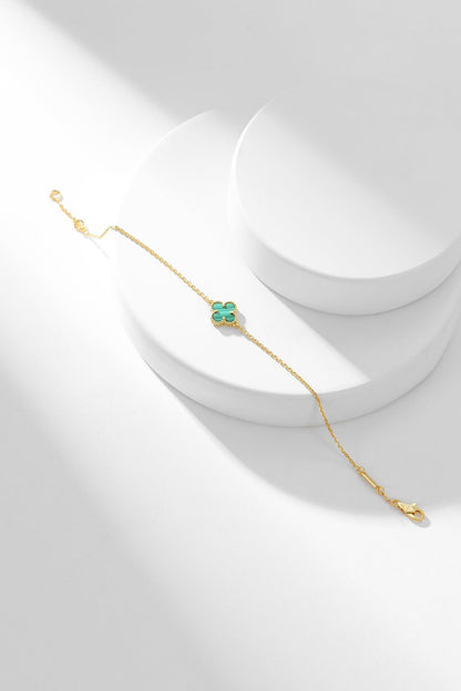 [Bijoux de luxe] Bracelet trèfle malachite 1 motif