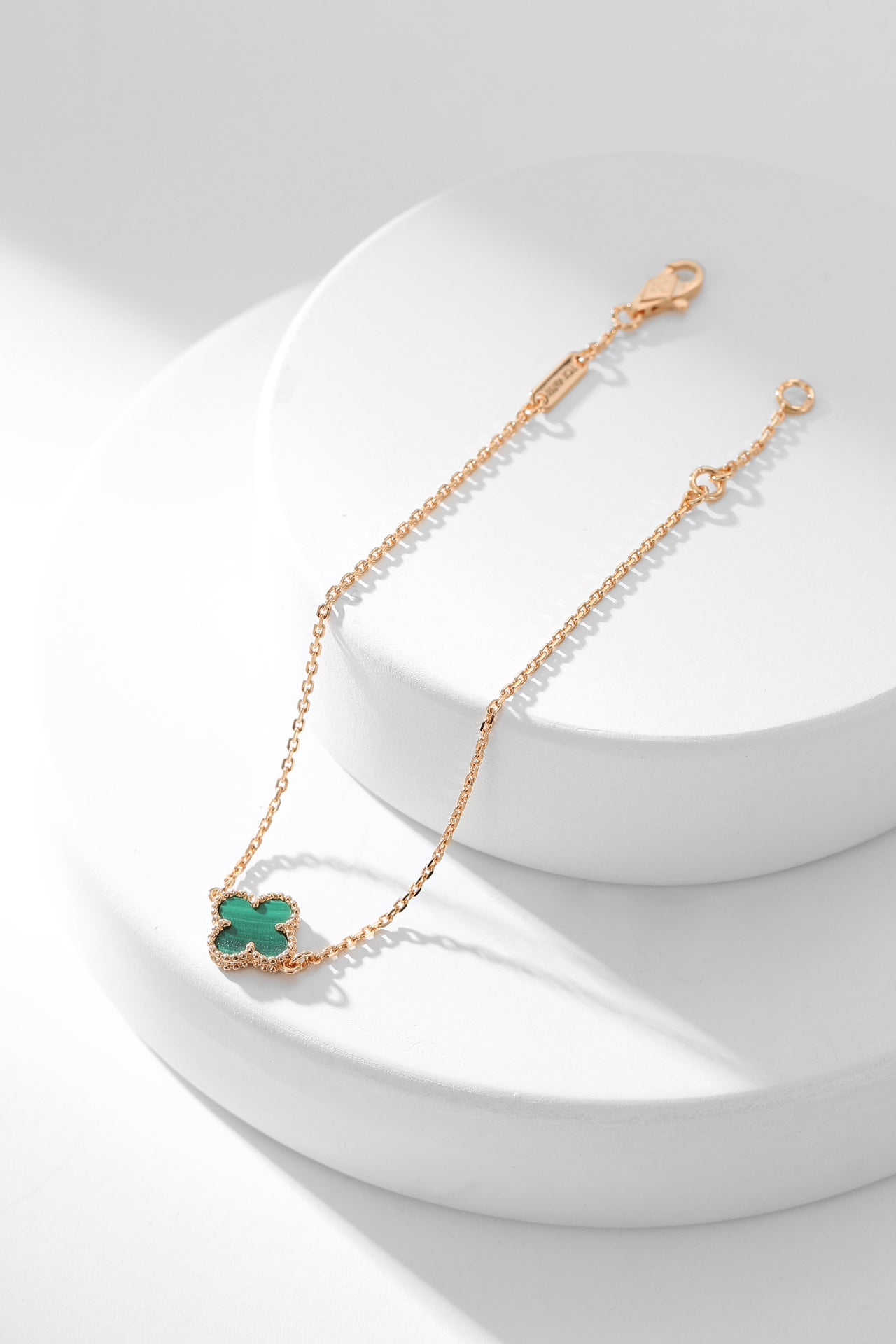 [Bijoux de luxe] Bracelet trèfle malachite 1 motif