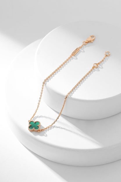 [Bijoux de luxe] Bracelet trèfle malachite 1 motif