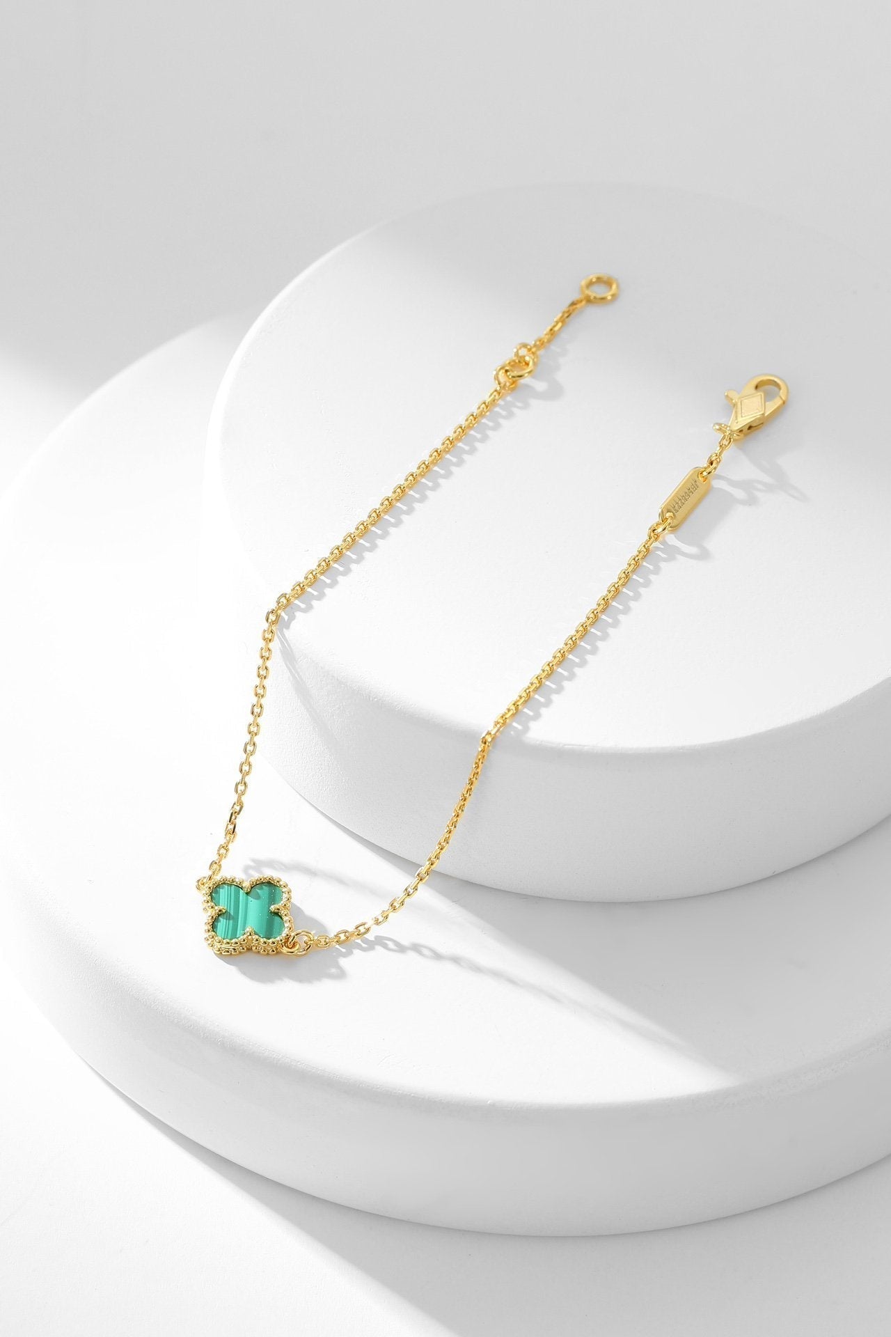 [Bijoux de luxe] Bracelet trèfle malachite 1 motif