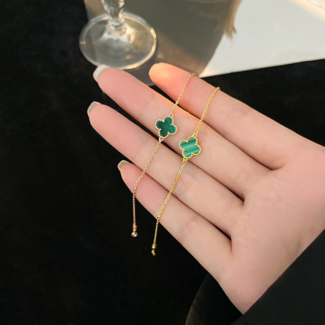 [Bijoux de luxe] Bracelet trèfle malachite 1 motif