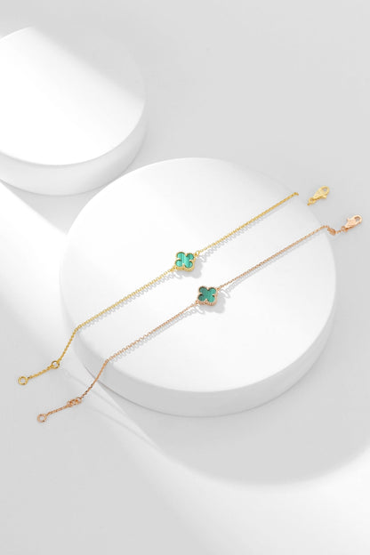 [Bijoux de luxe] Bracelet trèfle malachite 1 motif