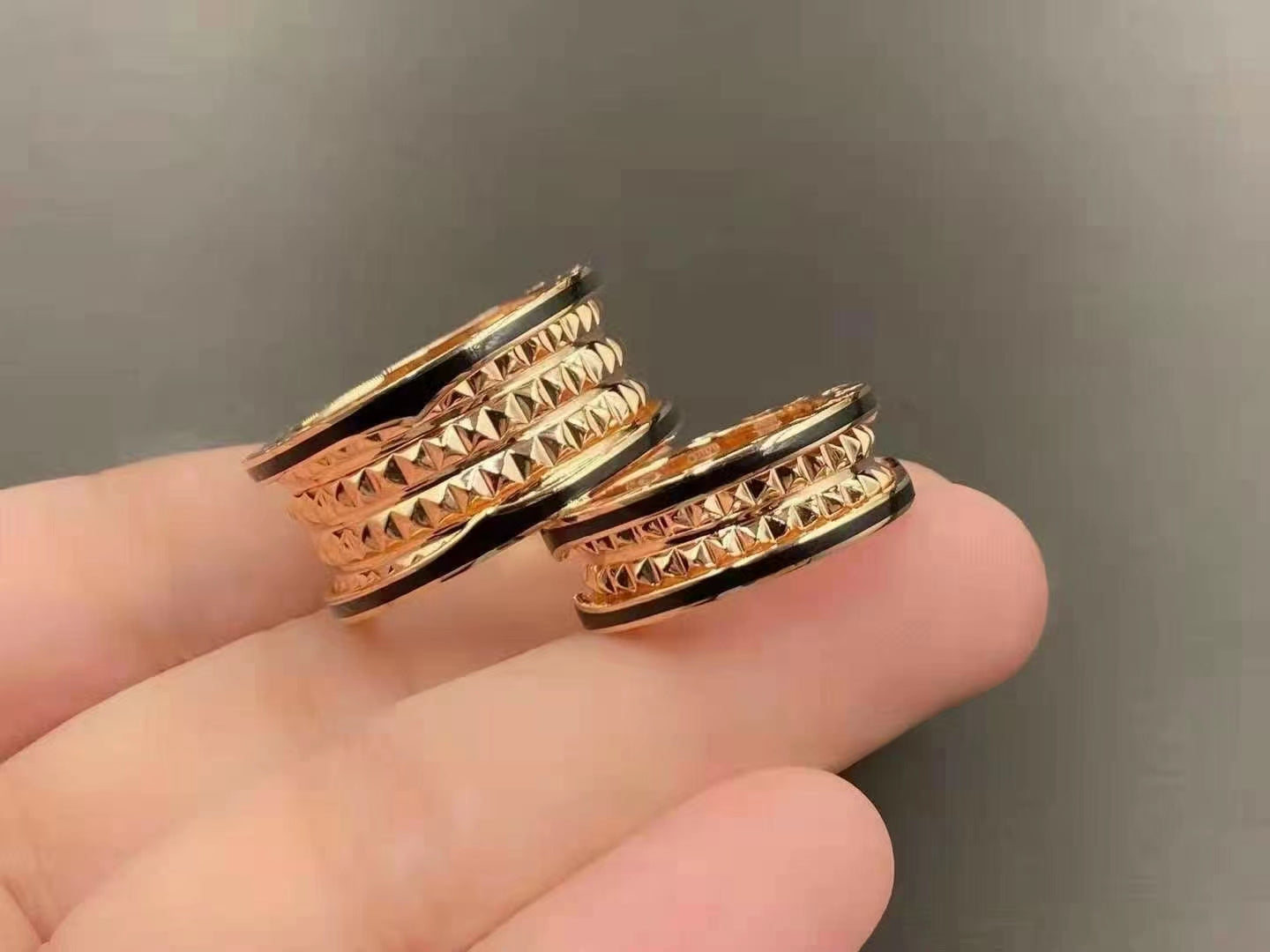 [Luxe Jewelry]ZERO 1 ROCK BLACK CERAMIC PINK GOLD LARGE MODEL