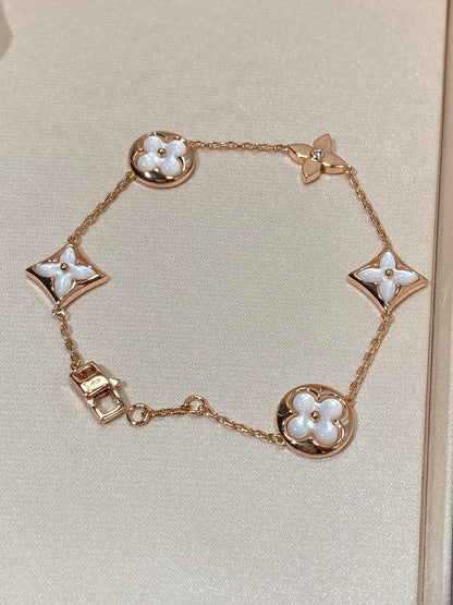 [Luxe Jewelry]STAR AND SUN 5 MOTIF MOP PINK GOLD BRACELET