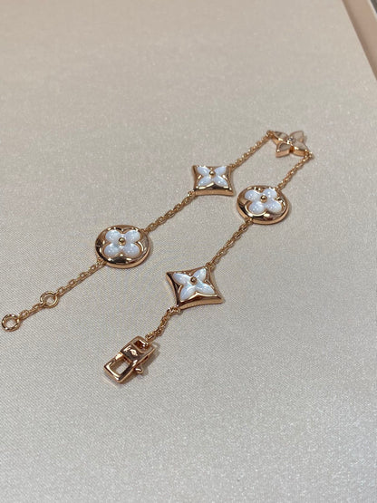 [Luxe Jewelry]STAR AND SUN 5 MOTIF MOP PINK GOLD BRACELET