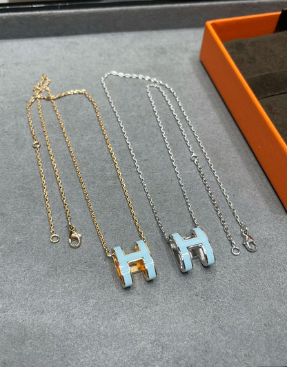 [Bijoux de luxe]Collier POP H bleu ciel