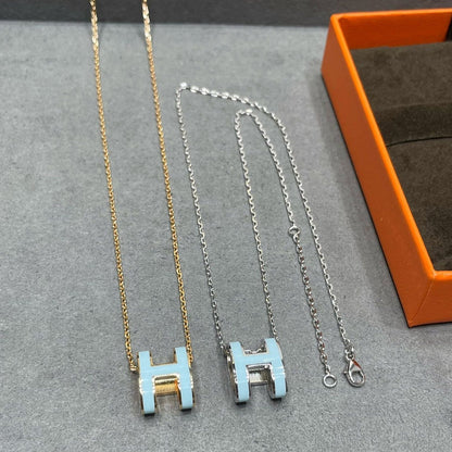 [Bijoux de luxe]Collier POP H bleu ciel