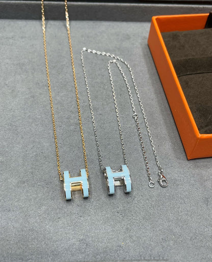 [Bijoux de luxe]Collier POP H bleu ciel