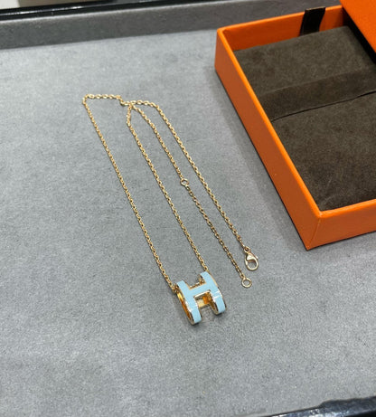 [Bijoux de luxe]Collier POP H bleu ciel