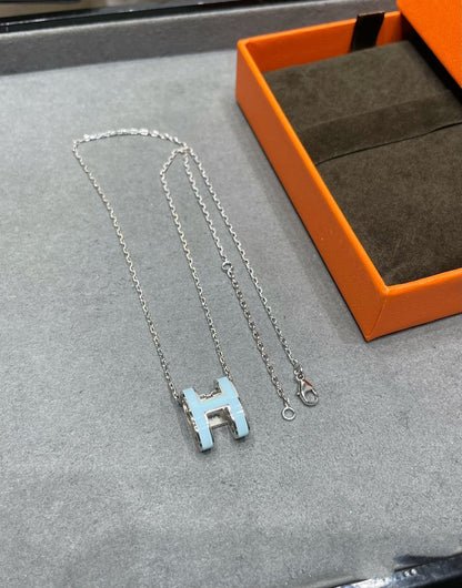 [Bijoux de luxe]Collier POP H bleu ciel