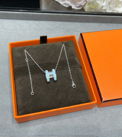 [Bijoux de luxe]Collier POP H bleu ciel