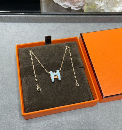 [Bijoux de luxe]Collier POP H bleu ciel